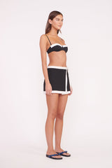 GRETCHEN MINI WRAP SKIRT BLACK WHITE