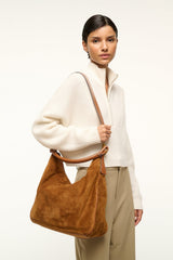 PERRY HOBO BAG TAN SUEDE