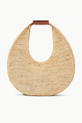 LARGE RAFFIA MOON TOTE BAG NATURAL TAN