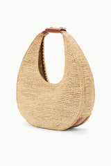 LARGE RAFFIA MOON TOTE BAG NATURAL TAN