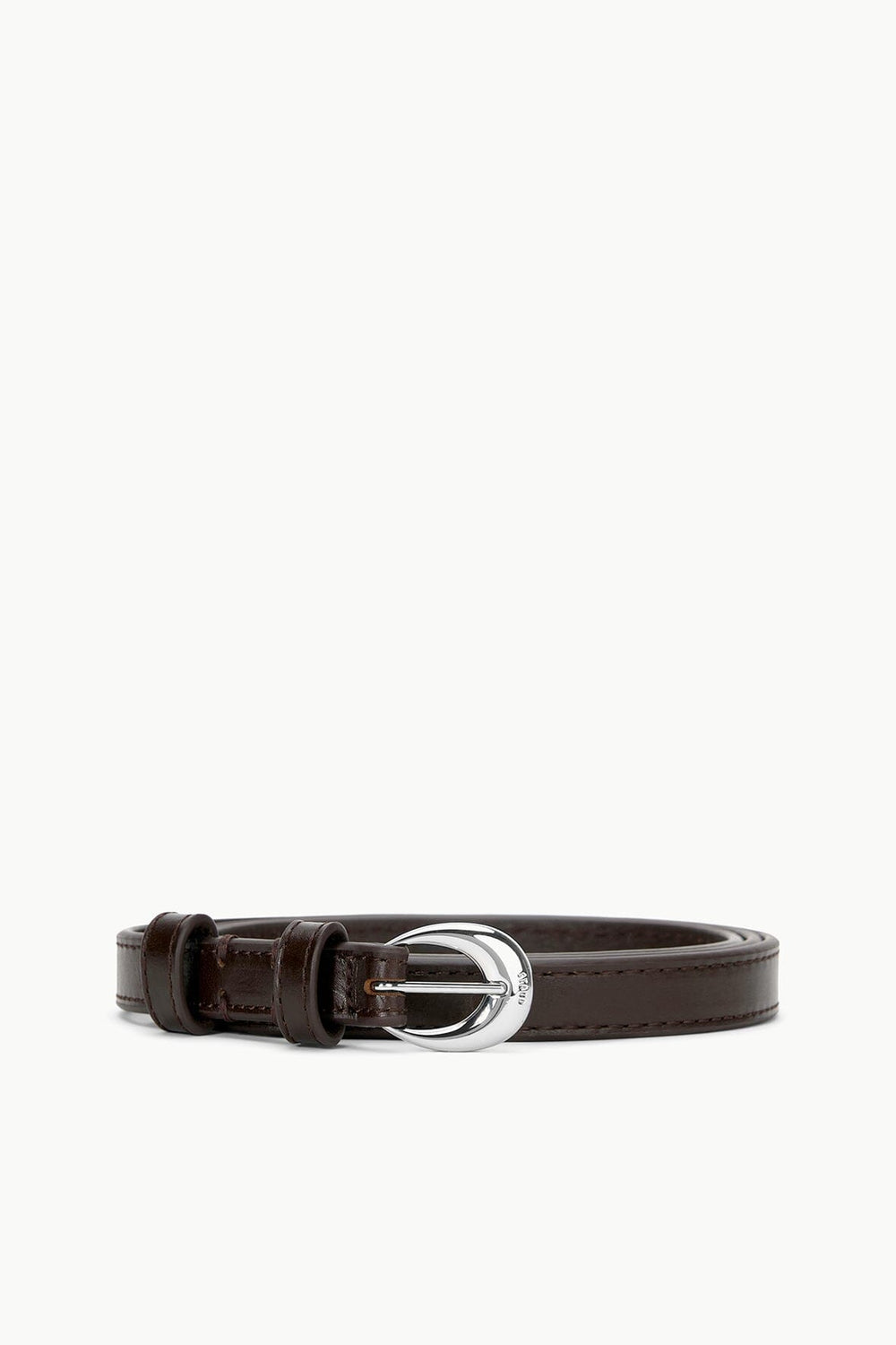 SLIM MOON BUCKLE BELT - 13MM MAHOGANY SILVER