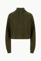 CASHMERE CROPPED HAMPTON SWEATER OLIVE