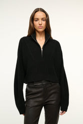 CASHMERE CROPPED HAMPTON SWEATER BLACK