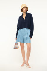 CASHMERE CROPPED HAMPTON SWEATER NAVY