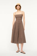 WYLIE DRESS DARK OAK MICRO STRIPE