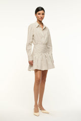 ROCCO MINI DRESS IVORY DARK OAK MICRO STRIPE