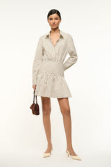 ROCCO MINI DRESS IVORY DARK OAK MICRO STRIPE