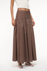 PROCIDA SKIRT DARK OAK MICRO STRIPE