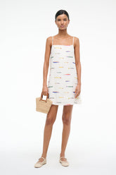 LAURA LINEN MINI DRESS POP SARDINES IVORY