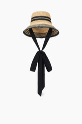 RITA RIBBON HAT NATURAL/BLACK