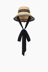 RITA RIBBON HAT NATURAL/BLACK
