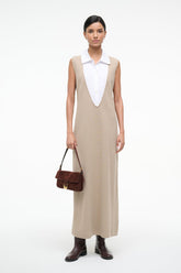 LESLIE DRESS SAND/WHITE