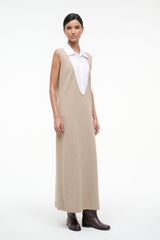 LESLIE DRESS SAND/WHITE