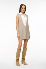 LESLIE MINI DRESS SAND/WHITE