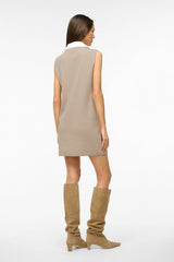 LESLIE MINI DRESS SAND/WHITE