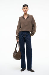 CASHMERE CROPPED HAMPTON SWEATER TRUFFLE