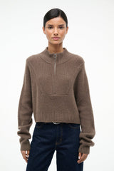CASHMERE CROPPED HAMPTON SWEATER TRUFFLE