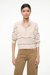 CASHMERE CROPPED HAMPTON SWEATER WHISPER STRIPE