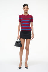 EASY CASHMERE TEE CRIMSON STRIPE