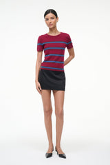 EASY CASHMERE TEE CRIMSON STRIPE