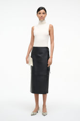 ROMAN LEATHER WRAP SKIRT BLACK