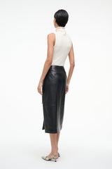 ROMAN LEATHER WRAP SKIRT BLACK
