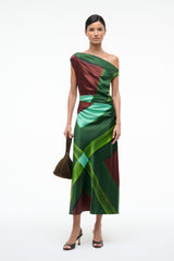 PHARE SILK DRESS EMERALD PRISM