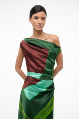 PHARE SILK DRESS EMERALD PRISM