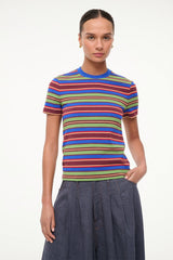 WEEKEND CREW TEE SPECTRUM STRIPE