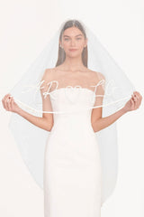 CUSTOM EMBROIDERED INITIALS VEIL
