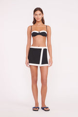 GRETCHEN MINI WRAP SKIRT BLACK WHITE