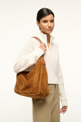 PERRY HOBO BAG TAN SUEDE