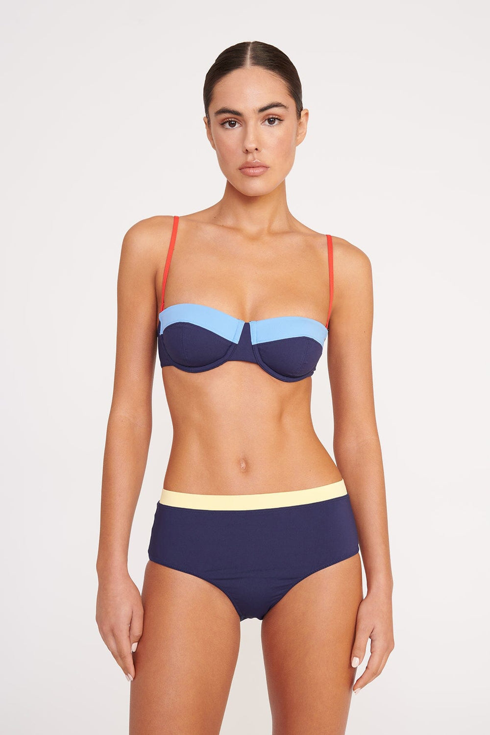 DEVON HIGH RISE BIKINI BOTTOM NAVY COLORBLOCK