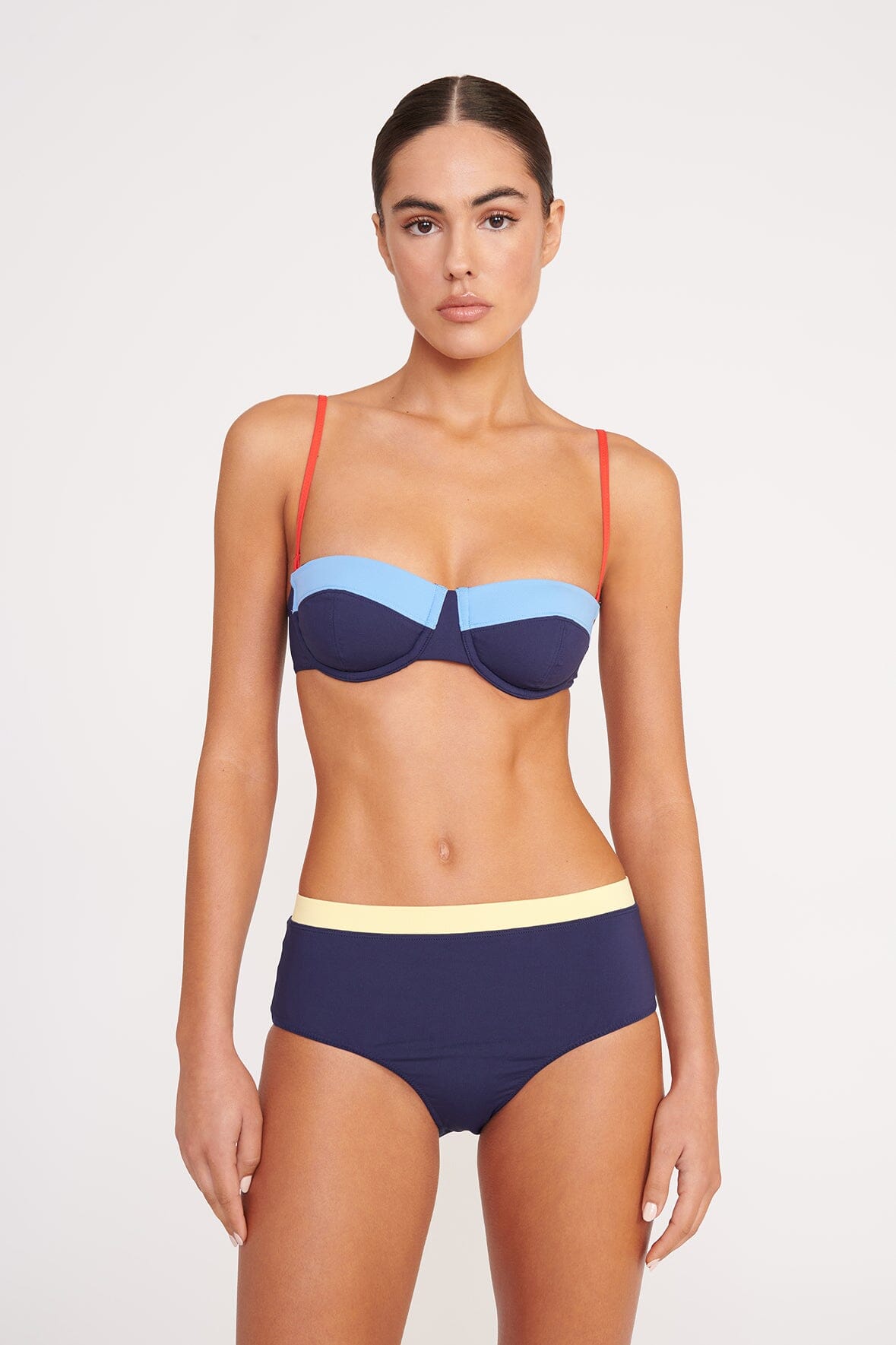 DEVON HIGH RISE BIKINI BOTTOM NAVY COLORBLOCK