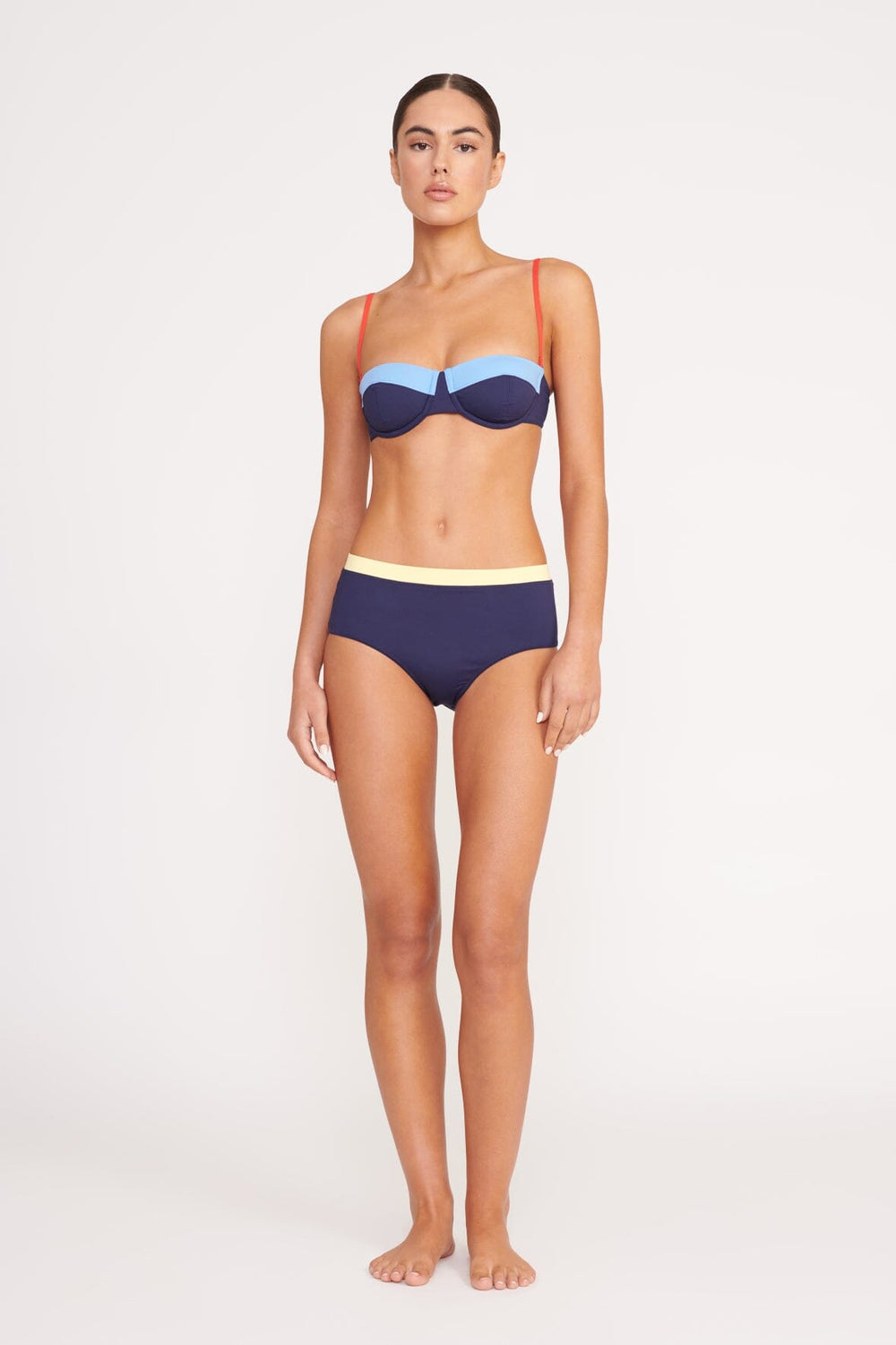 DEVON HIGH RISE BIKINI BOTTOM NAVY COLORBLOCK