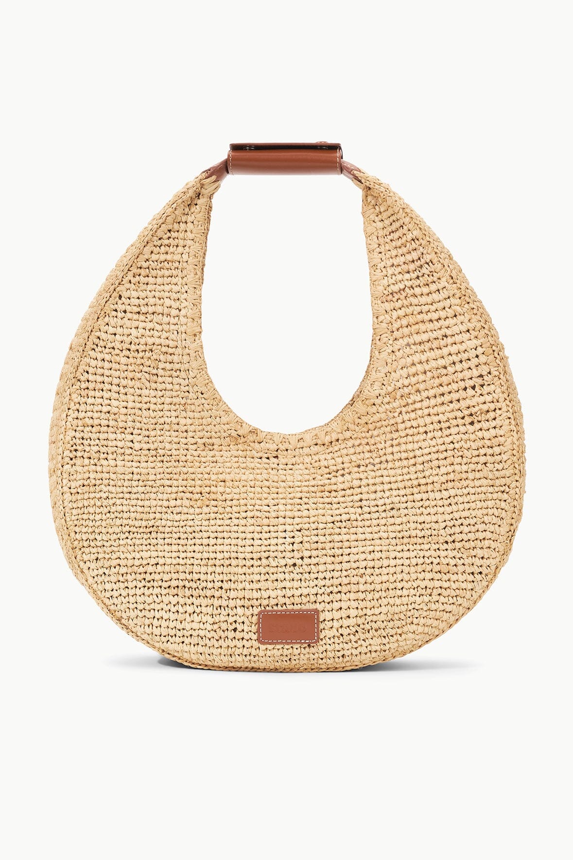 LARGE RAFFIA MOON TOTE BAG NATURAL TAN