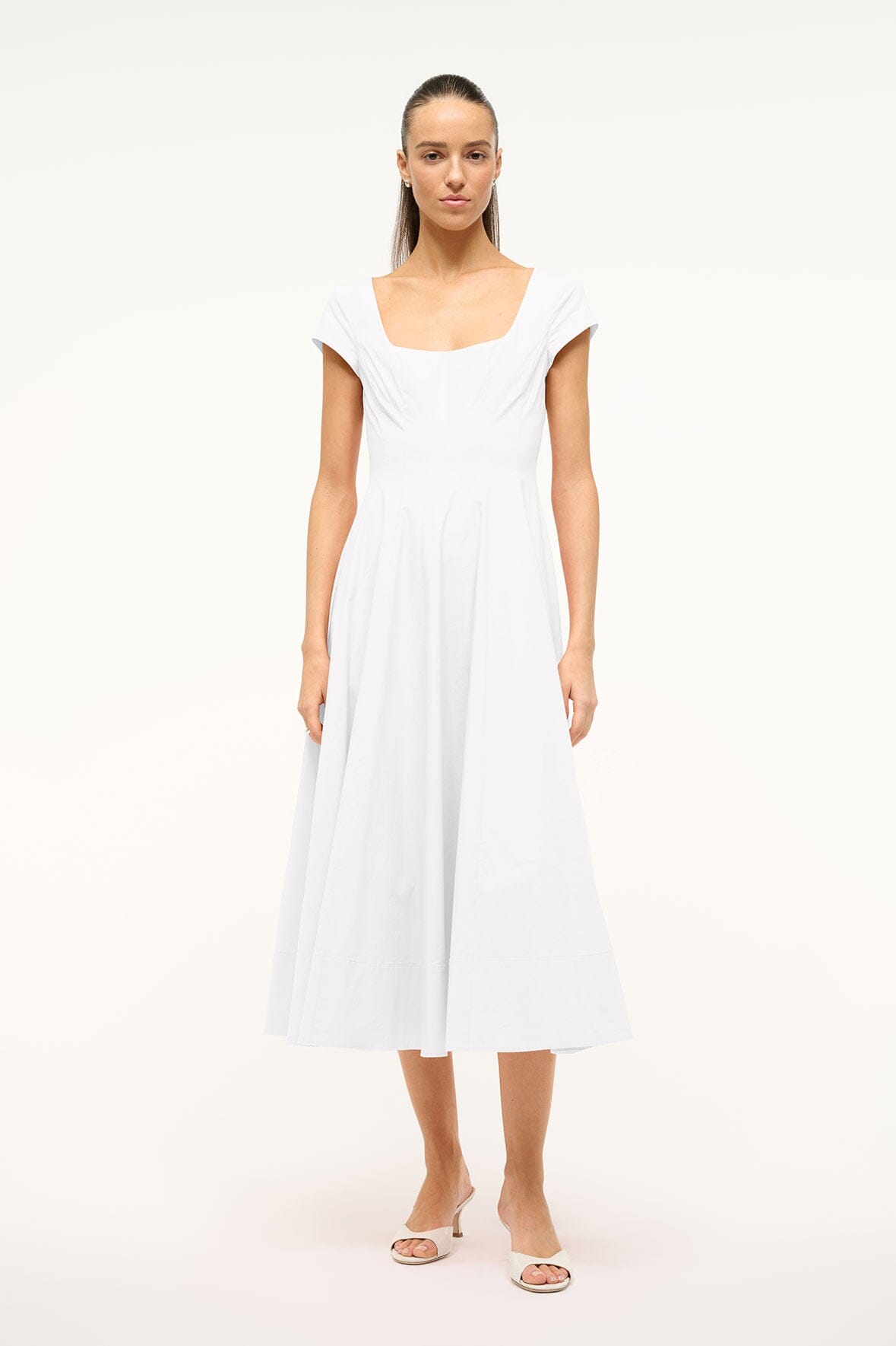 SHORT SLEEVE WELLS DRESS WHITE