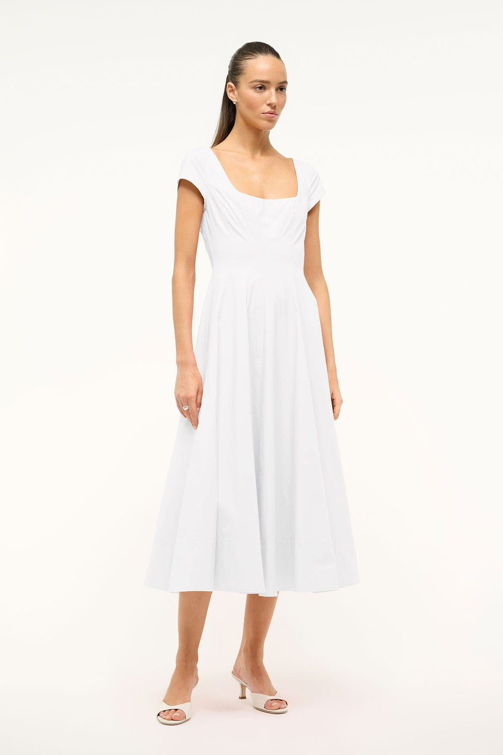 SHORT SLEEVE WELLS DRESS WHITE