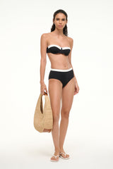 DEVON HIGH RISE BIKINI BOTTOM BLACK WHITE