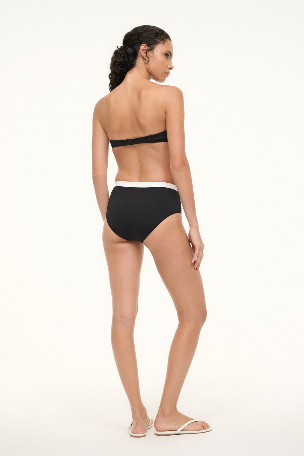 DEVON HIGH RISE BIKINI BOTTOM BLACK WHITE