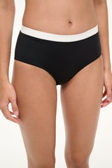 DEVON HIGH RISE BIKINI BOTTOM BLACK WHITE