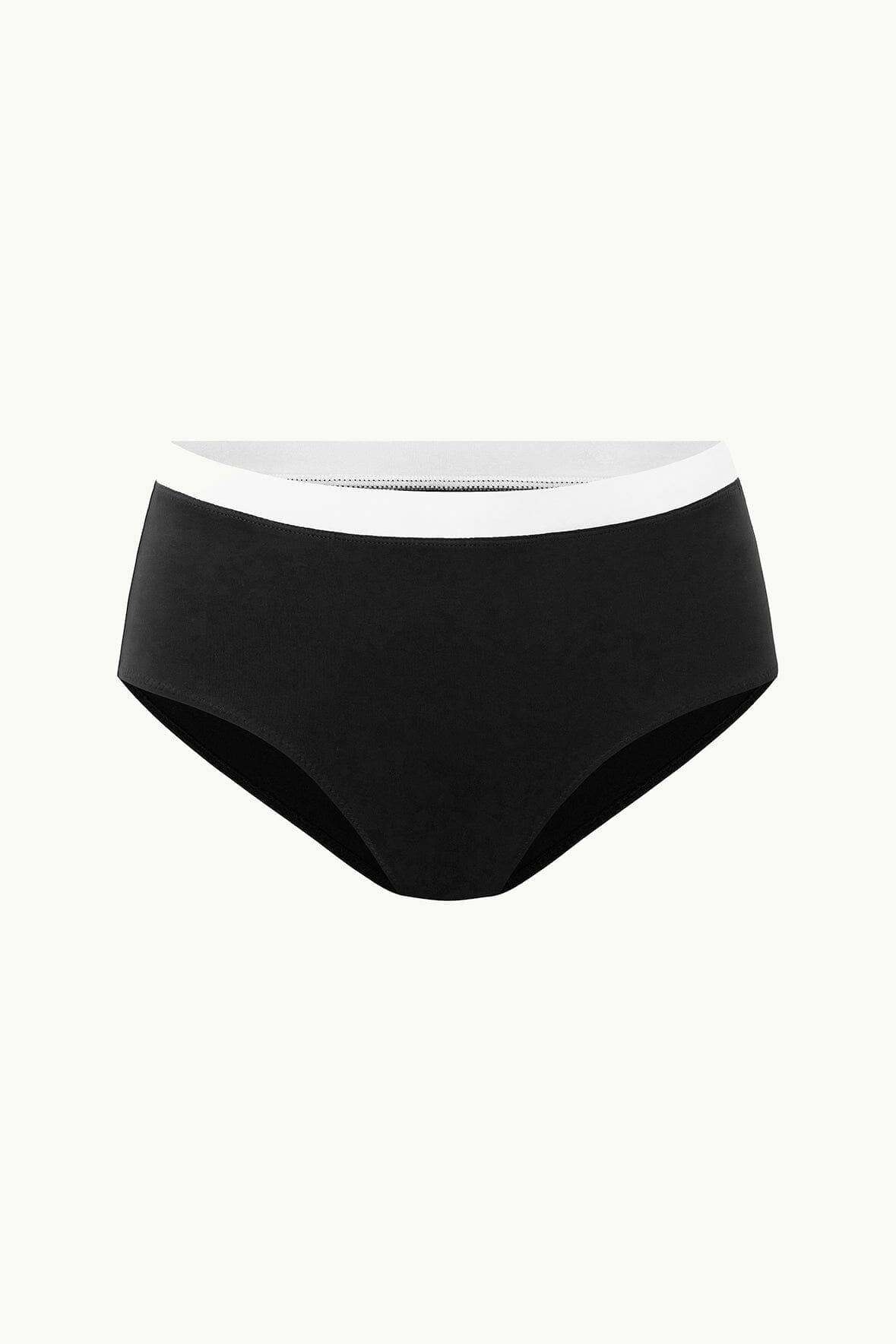 DEVON HIGH RISE BIKINI BOTTOM BLACK WHITE