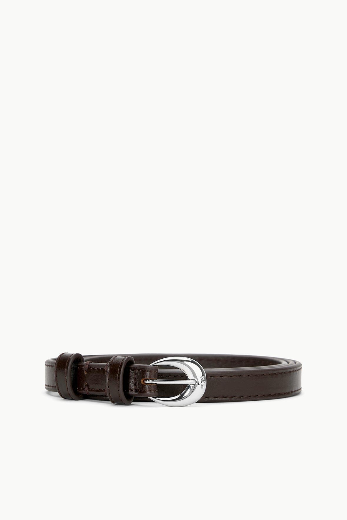 SLIM MOON BUCKLE BELT - 13MM MAHOGANY SILVER
