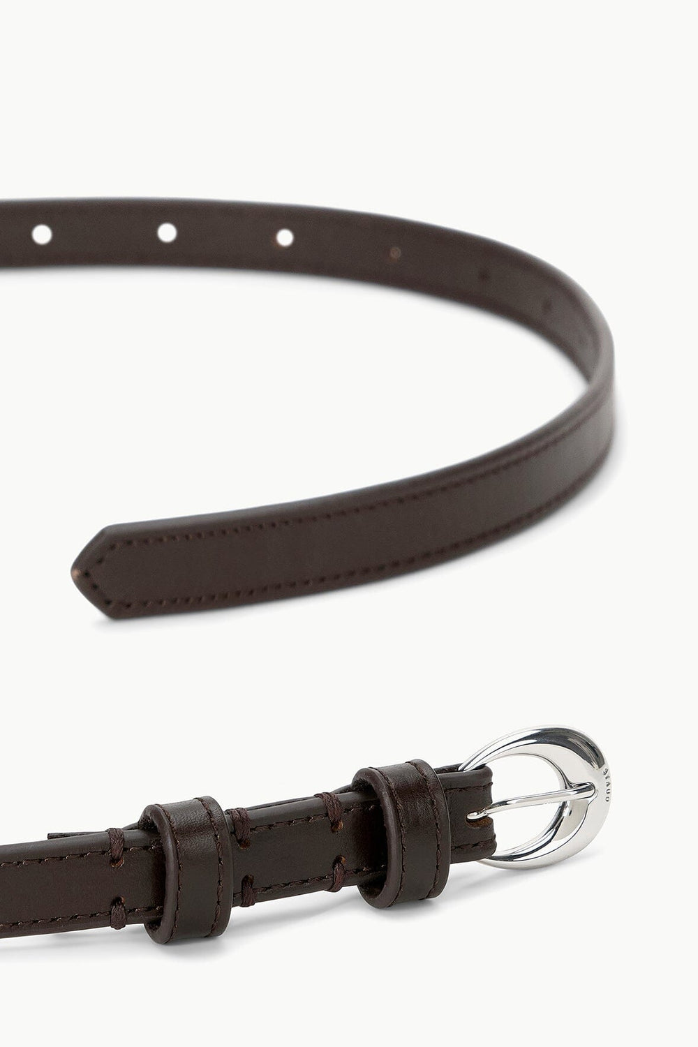 SLIM MOON BUCKLE BELT - 13MM MAHOGANY SILVER