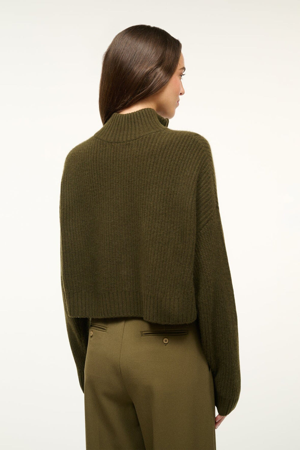 CASHMERE CROPPED HAMPTON SWEATER OLIVE