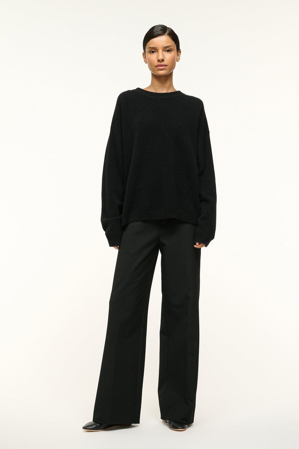 SERRANO CASHMERE RELAXED CREW BLACK