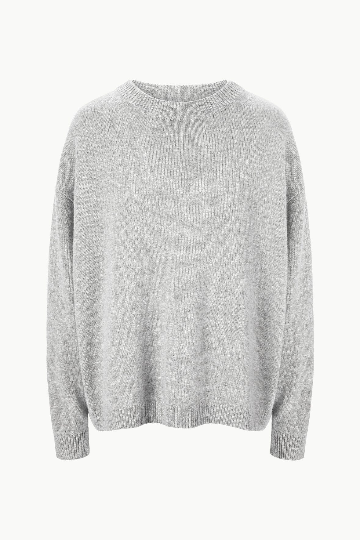SERRANO CASHMERE RELAXED CREW HEATHER GREY