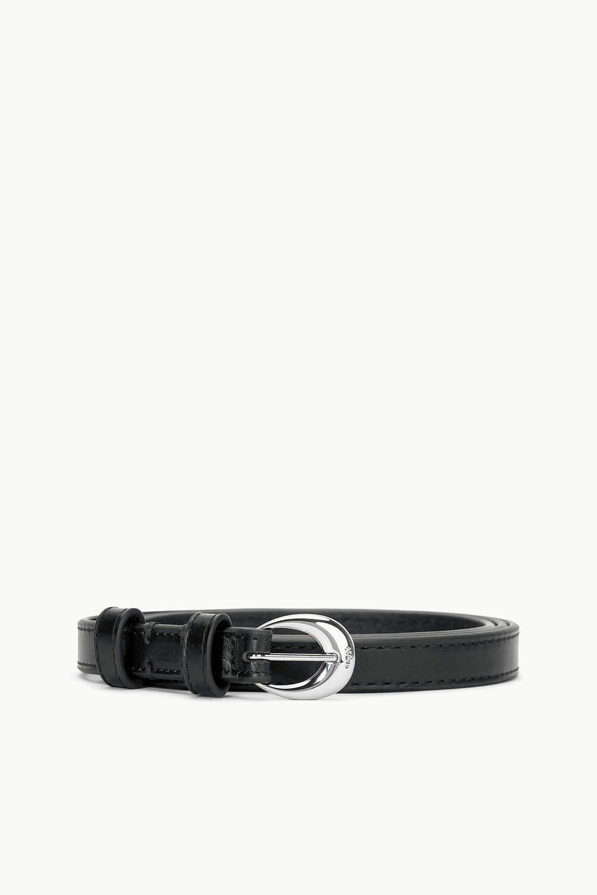 SLIM MOON BUCKLE BELT - 13MM BLACK SILVER