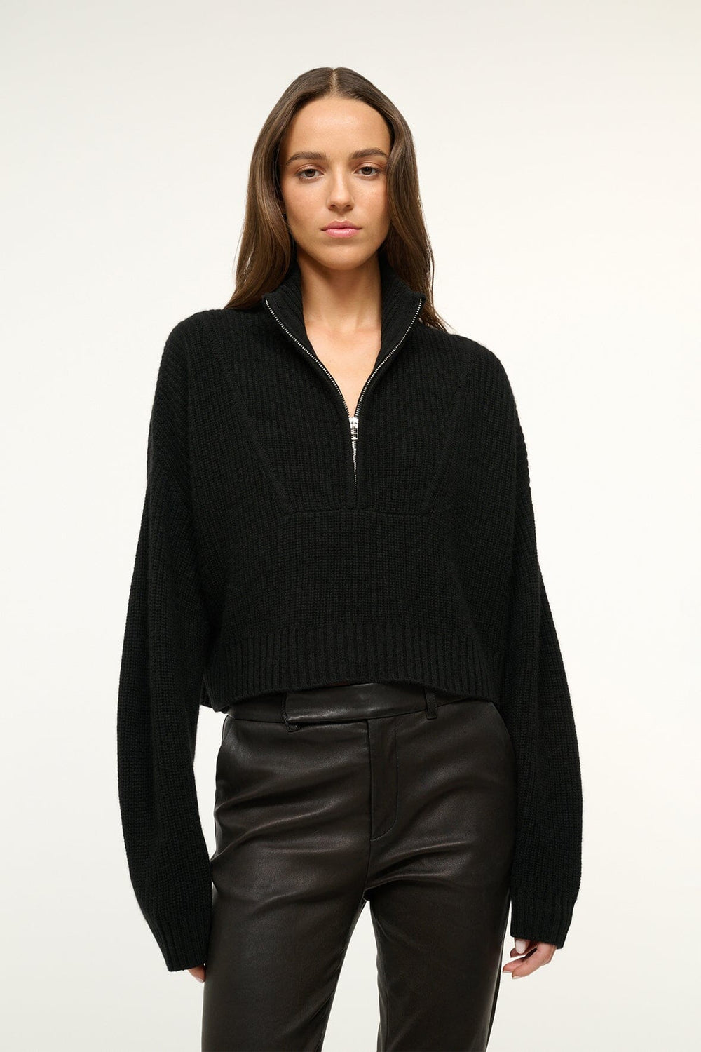 CASHMERE CROPPED HAMPTON SWEATER BLACK