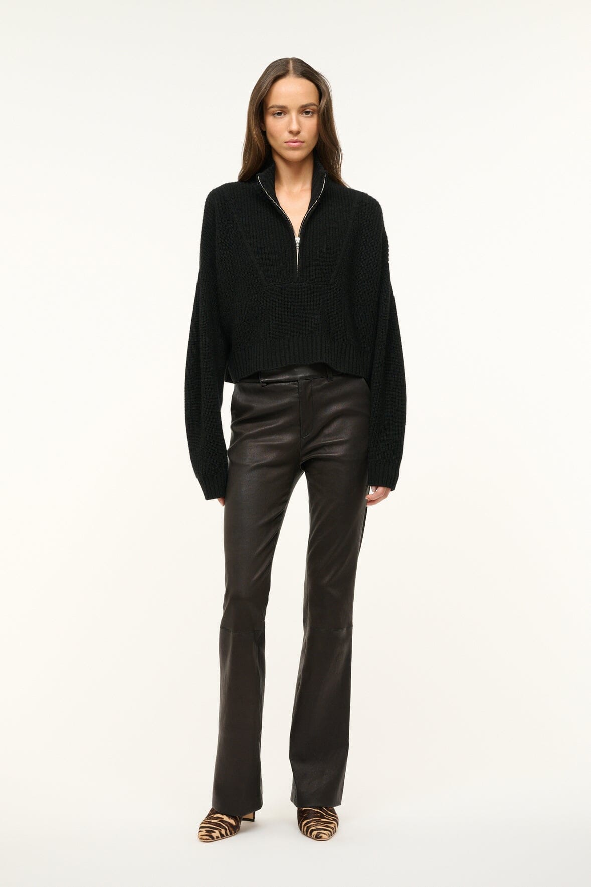 CASHMERE CROPPED HAMPTON SWEATER BLACK